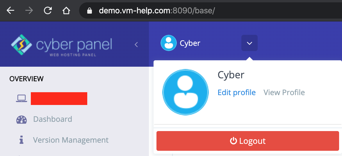 Cyberpanel Dashboard User Profile Edit